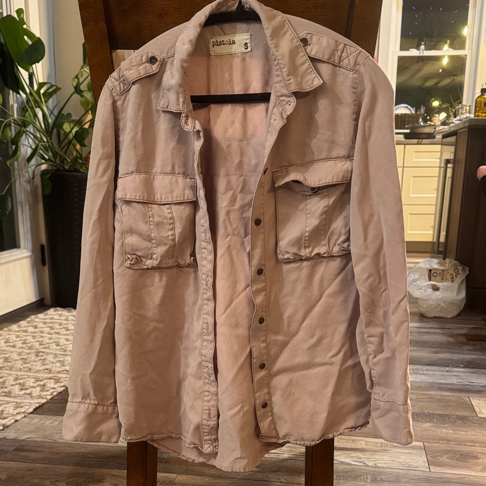 pistola Dusty Mauve Lightweight Button-Front Utility Shirt